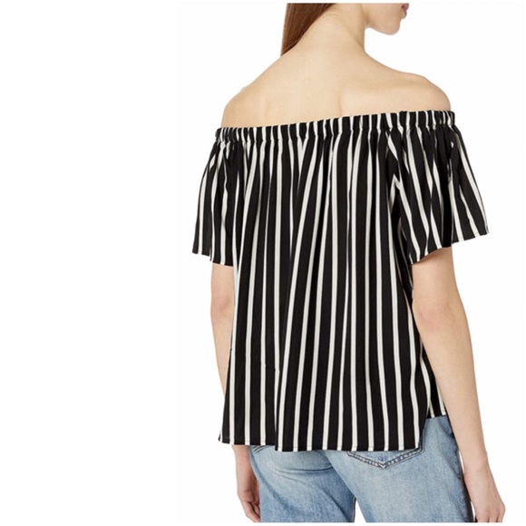 French Connection Vertical Stripe Off the Shoulder Tunic Top and/or Mini Dress - Picture 2 of 8